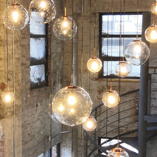 北欧现代简约单头大气泡泡球透明球，吊灯玻璃圆球个性创意楼梯餐厅