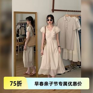 法式设计感米色连衣裙女2023夏季小众公主裙气质长款裙子