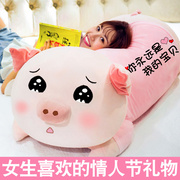 七夕情人节猪猪儿童玩偶睡觉公仔床娃娃毛绒玩具长条女生礼物抱枕