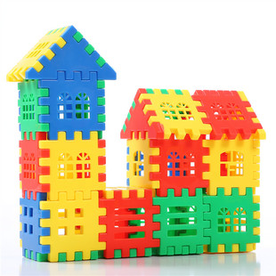 男孩儿童积木拼图益智拼装玩具，大颗粒房子动脑模型，1-2岁智力开发