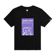 hipanda你好熊猫设计潮牌女款宽松宇航员正脸紫色，印花帅气短袖t恤