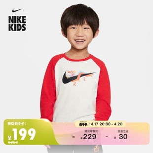 Nike耐克男童婴童龙年款长袖T恤春季新年红色纯棉HF7076