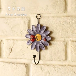 艾米花园花园装饰菊花，挂钩树脂铁艺服装店，衣帽钥匙创意墙壁挂饰