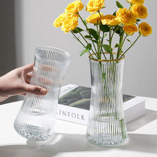 玻璃花瓶ins风北欧大号，透明水养富贵竹，客厅家用干花鲜花插花摆件