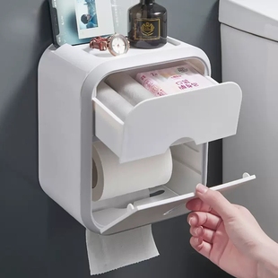 卫生间纸巾盒壁挂式防水厕纸盒，免打孔抽纸盒厕所卫生纸卷纸置物架