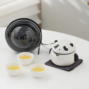 熊猫旅行茶具便携收纳功夫，茶杯套装户外泡茶壶露营快客杯定制