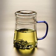 月牙杯耐热自带过滤一体玻璃杯龙井绿茶杯带盖办公室泡茶杯水杯子