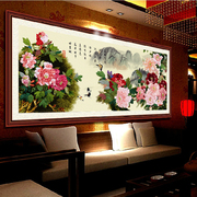 3d彩印丝带绣客厅卧室，挂画盛世花开印花立体非十字绣现代中式