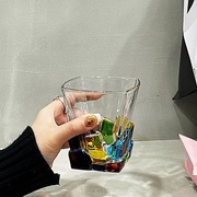 彩色玻璃杯子高级感水杯女生高颜值家用啤酒杯洋酒杯威士忌酒杯