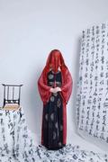 rour囍新中式国风黑红色，撒银飘逸纱衣舞台装表演服