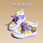 tmtukids女童鞋高帮运动鞋子，2023年春秋儿童，板鞋男童休闲鞋