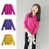 蔡爸爸女童装冬季中大童，紫色圆领打底衫女童长袖t恤1171+1181