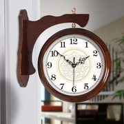 简约中式双面挂钟客厅大号两面创意时钟静音欧式田园美式石英钟表