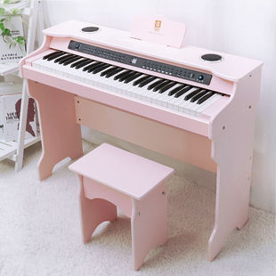 俏娃宝贝儿童电钢琴61键钢琴，宝宝小钢琴，3-6-8-12岁木质琴玩具电子
