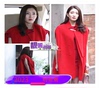 2021韓國女装女神同款纯色羊毛呢紅色羊絨大衣披風鬥篷