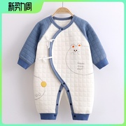 森系韩系婴儿连体衣秋冬纯棉保暖夹棉和尚爬服新生儿衣服.’