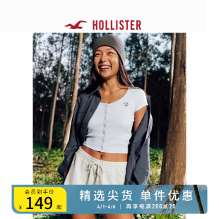 hollister24春夏高腰毛圈布休闲(布，休闲)运动风抽绳短裤女355922-1