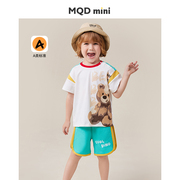 MQDmini童装男童短袖套装儿童夏季薄款T恤小宝宝夏装短裤两件套潮