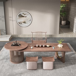 禅意新中式茶桌椅组合实木茶室，泡茶台功夫，茶艺桌办公室接待泡茶桌
