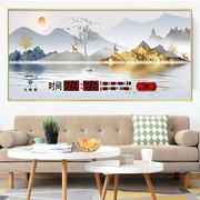 数码万年历(万年历)电子钟，日历大钟表，2024年新中式客厅山水风景装饰画