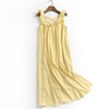 X126黄色无袖连衣裙子女夏季小个子宽松显瘦海边度假沙滩长裙