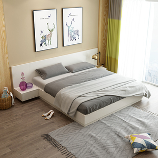 日式榻榻米储物床现代简约北欧板式床双人床1.8米主卧矮床