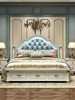 美式床主卧软包床现代简约实木皮，床欧式双人，公主婚床家具组合套装