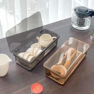 茶具收纳盒桌面防尘带盖放功夫，茶杯装茶叶，碗茶壶可叠加储存置物架