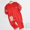 木木乐婴儿衣服夏季新生儿，莫代尔连体衣超薄款，宝宝新年大红色哈衣