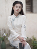新中式国风少女蕾丝倒大袖旗袍2023冬季加绒加厚打底年轻款连衣裙