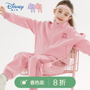 迪士尼女童运动套装2024春季儿童外套裤子，两件套大童洋气童装