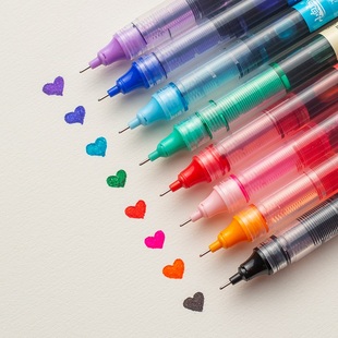 三年二班彩色中性笔做笔记专用速干笔高颜值学生用直液式走珠笔