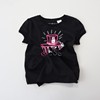 夏季 3-6岁女童纯棉圆领泡泡袖印花上衣 烫钻字母短袖T恤