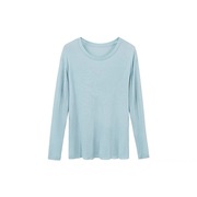姹蓝~柔软一字领透视罩衫，女2024超薄天丝防晒空调扇轻薄上衣
