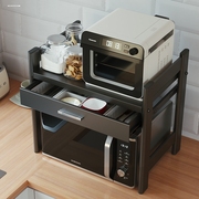 厨房微波炉置物架台面带抽屉家用电饭锅烤箱收纳架子桌面双层橱柜