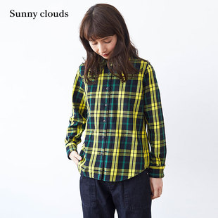 桑妮库拉/Sunny clouds 女式纯棉爽朗格子衬衫（黄）