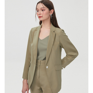 莱茵商场同款真丝西装，短外套2023春夏绿色，薄款小西服上衣通勤