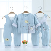 婴幼儿背带套装宝宝，三件套加棉0-1岁棉衣男童，女童过年服