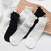 蕾丝袜子女中筒袜，夏季薄款超薄白色长筒ins潮，堆堆袜黑色镂空花边
