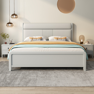 床简约现代1.8米实木床，主卧双人1.5米卧室气压，高箱轻奢软靠皮床