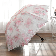 双层蕾丝伞花边晴雨两用刺绣，两用晴雨伞，公主洋伞防晒紫外线太阳伞