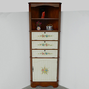 美式家具三角柜角落靠墙柜转角，柜置物书架，地中海彩绘做旧酒柜0364