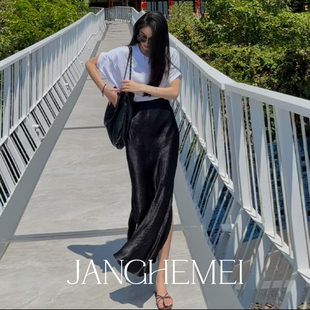 janghemei垂感肌理半身裙，高腰百搭鱼尾，裙女春秋气质裙子