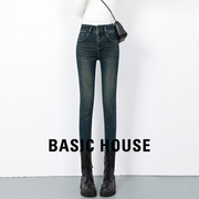 Basic House/百家好女士小脚牛仔裤修身铅笔裤显瘦紧身百搭长裤子