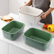 双层洗菜盆沥水篮厨房家用加厚塑料水果盘多功能长方形果蔬菜盆