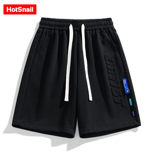 hotsnail夏季短裤男青少年美式字母钢印学生宽松高街风休闲五分裤