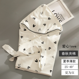 日本婴儿包被春秋抱被夏季薄款新生儿，韩版包巾纯棉宝宝，襁褓包外出(包外出)
