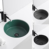 纯圆台下盆嵌入式洗手盆，陶瓷阳台洗脸盆小尺寸黑色，灰色绿色正圆形