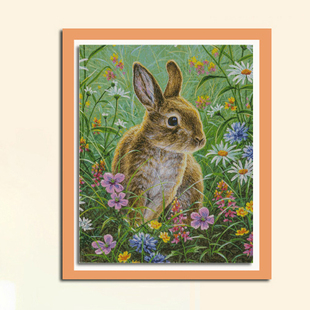 春日小兔子春天兔子 小白十字绣套件  客厅卧室 精准印花