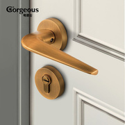 门锁室内简约分体锁家用木，门锁卧室房门锁，纯铜锁芯卫生间门锁具
